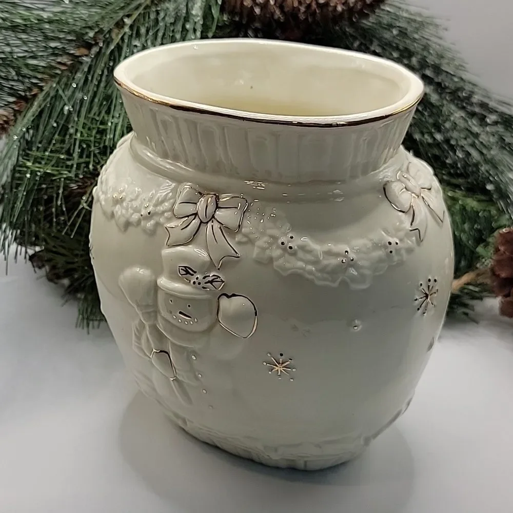 Young's Snowman Ceramic Vase Vintage 2001